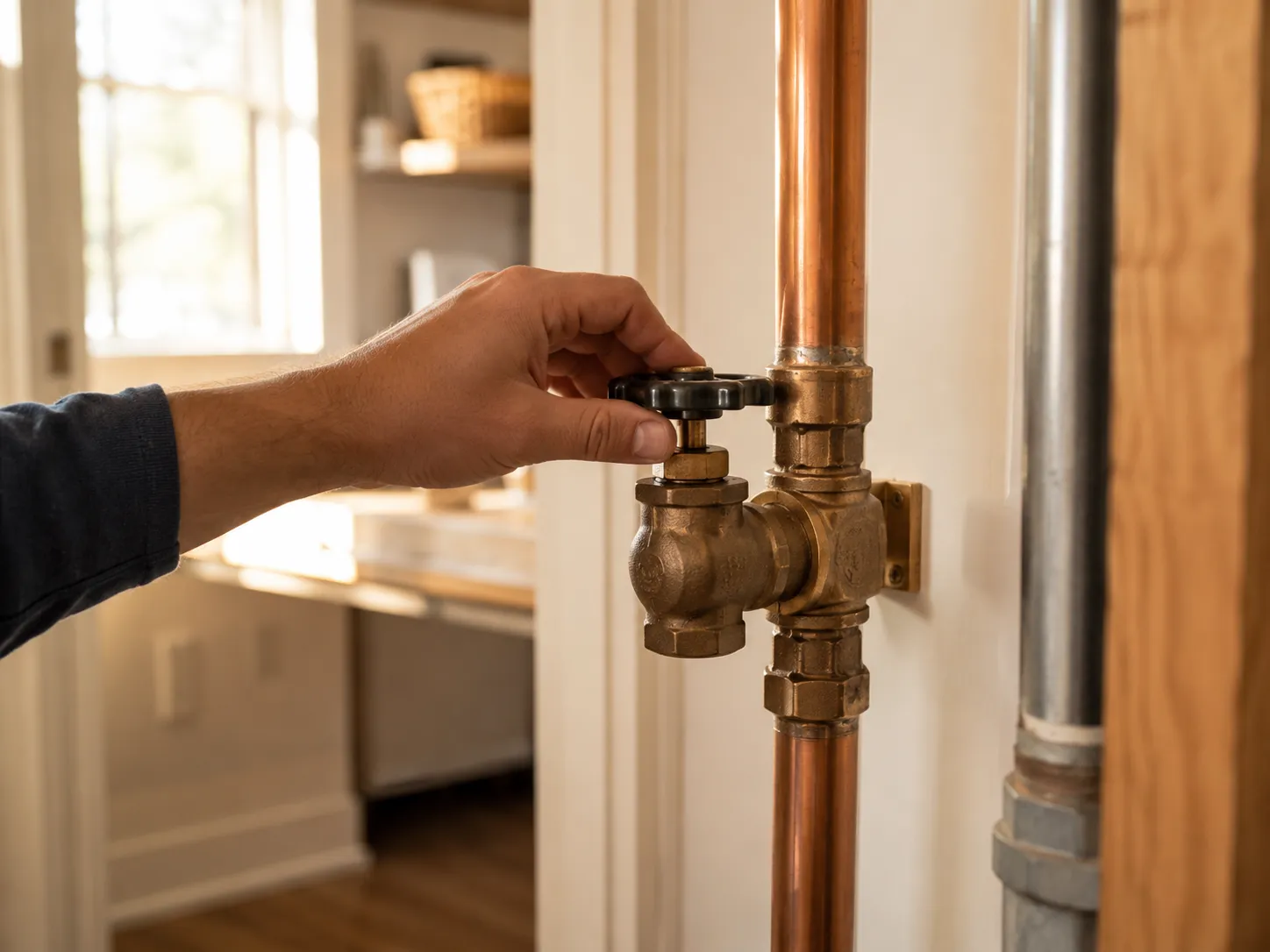 A plumber repairing a burst pipe after a Texas freeze event