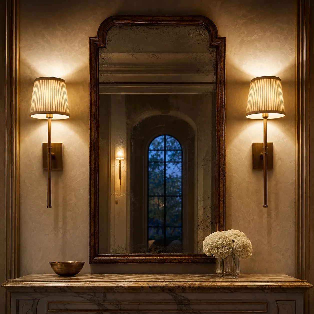 Designer-scene-lit dining room