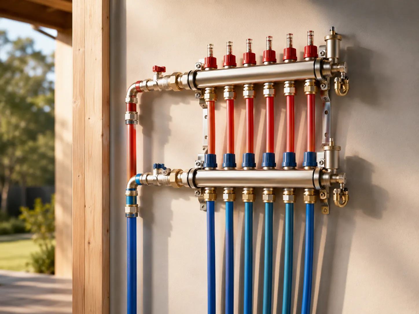 A plumber installing PEX supply lines during a whole-home repipe