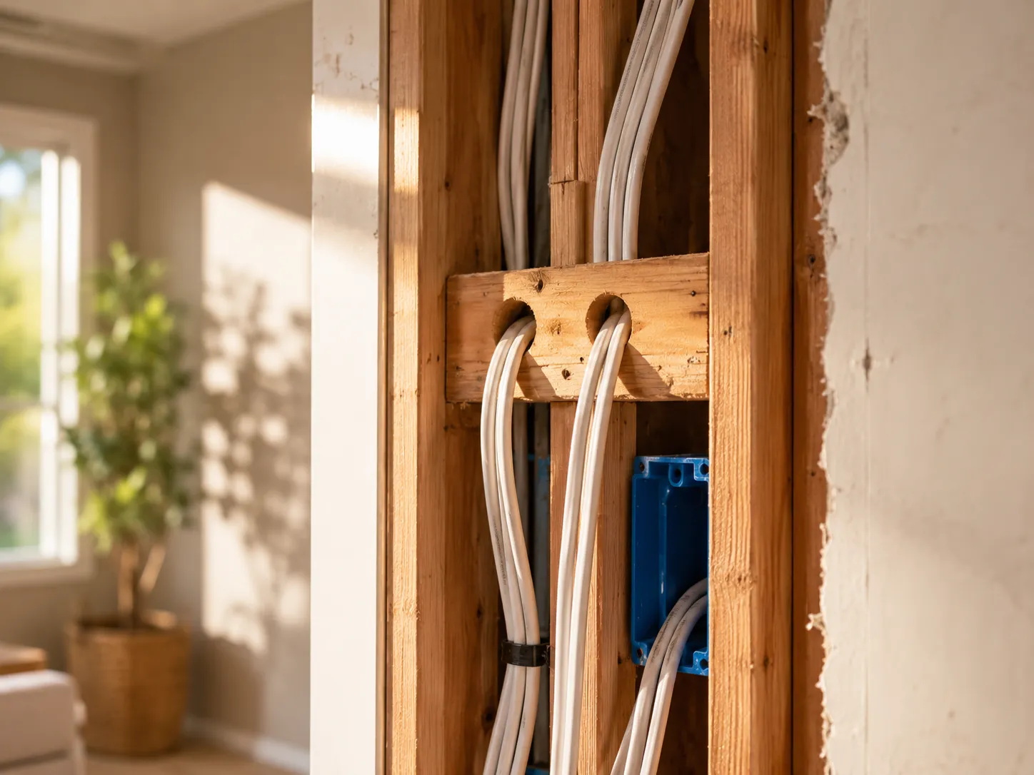 An electrician replacing old branch wiring during a whole-home rewire
